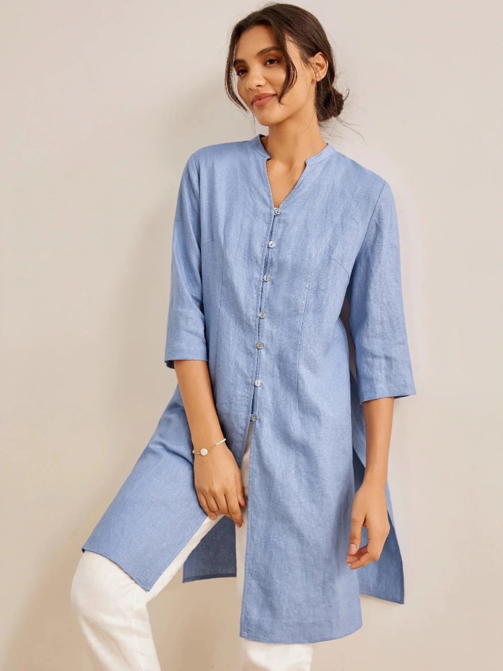 WOMENS LINEN LONG TOP - Picture 13 of 16